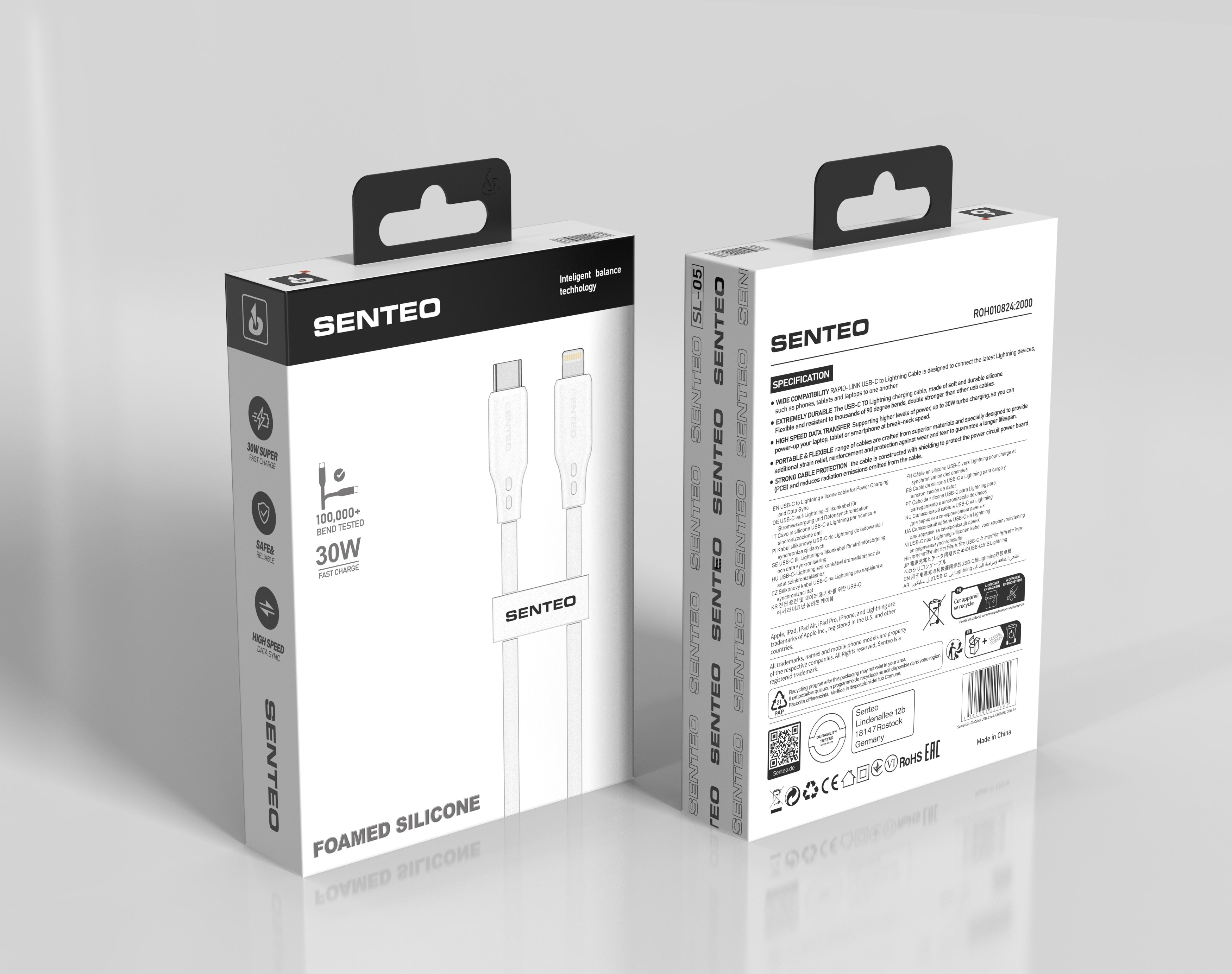 Senteo ST-01 100W USB C a USB C cable PD3.0 USB-C cable de carga 5A/20V