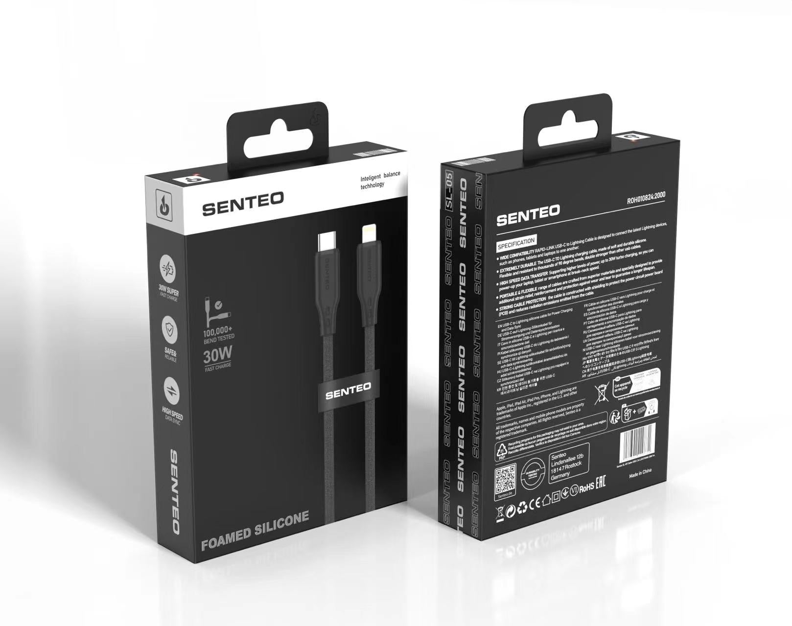 Senteo ST-01 100W USB C a USB C cable PD3.0 USB-C cable de carga 5A/20V