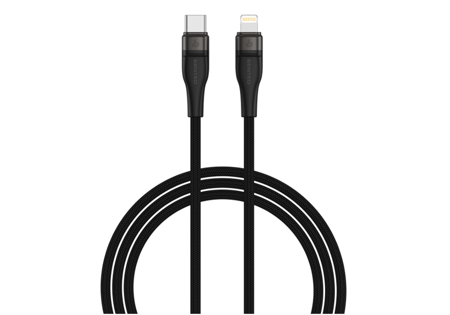 Senteo ST-01 USB C al cable de carga del relámpago de nylon MFi USB C del cable