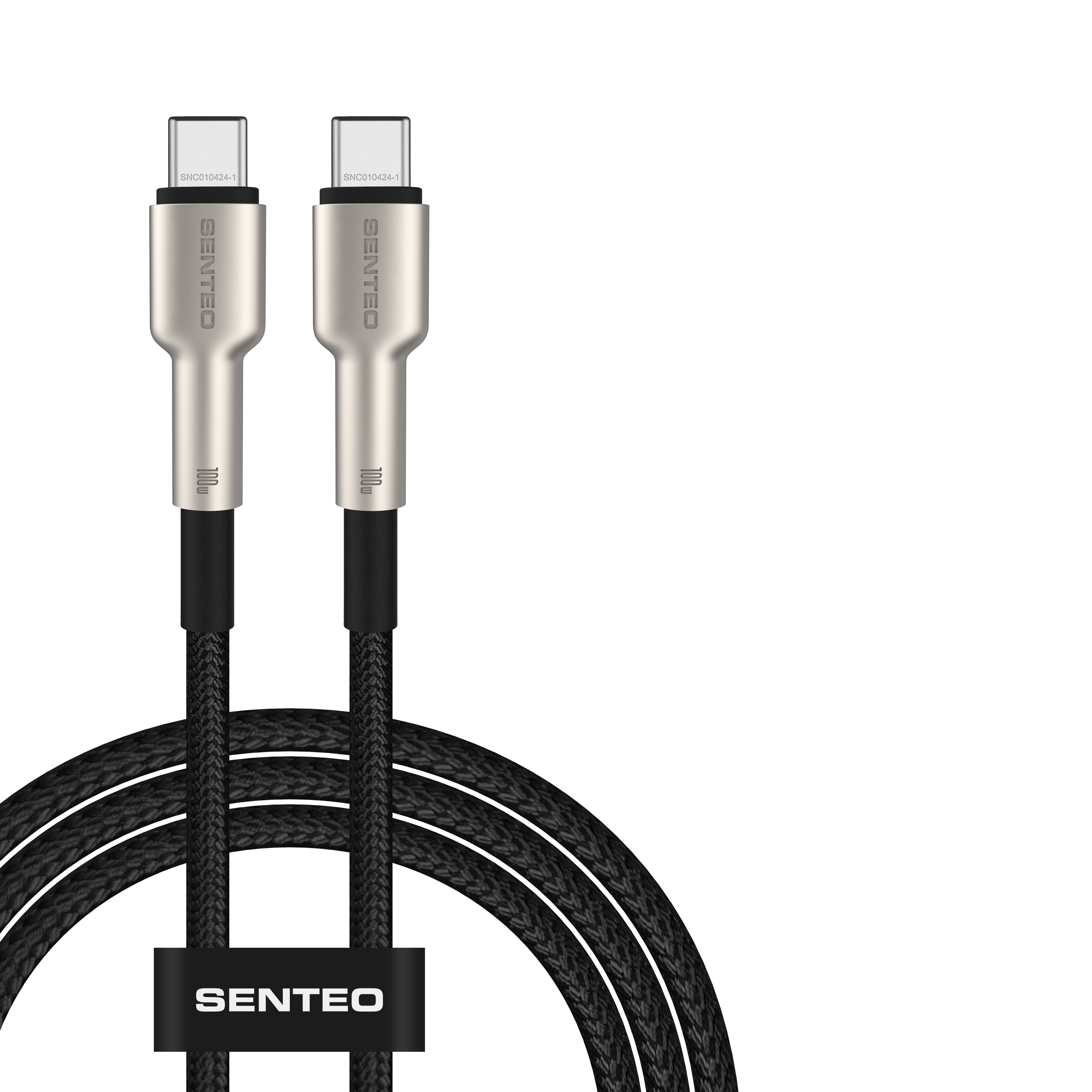 Senteo SM-03 Iron Series Cable de Datos y Carga Nylon USB-C a USB-C (Cable Tipo C a Tipo C) Negro 100W 5A PD3.0