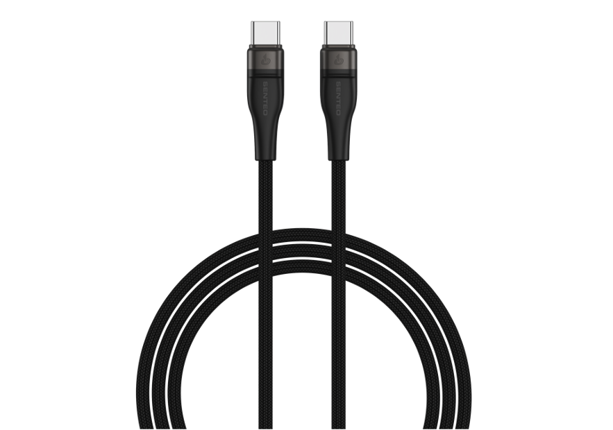 Senteo SM-03 Iron Series Cable de Carga de Datos de Nylon 60W USB-C a USB-C (Cable Tipo-C a Tipo-C) 1 M Blanco