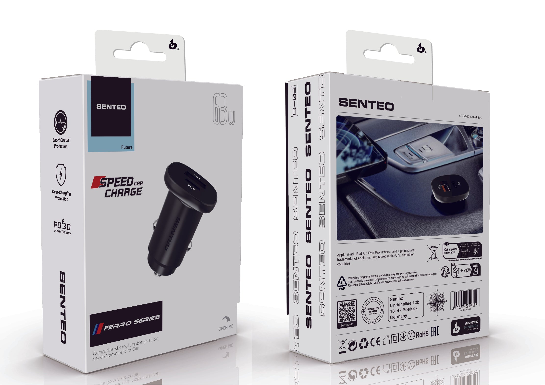 Encendedor de cigarrillos Senteo® Q-01 USB 20W PD 3.0 USB C cargador de coche