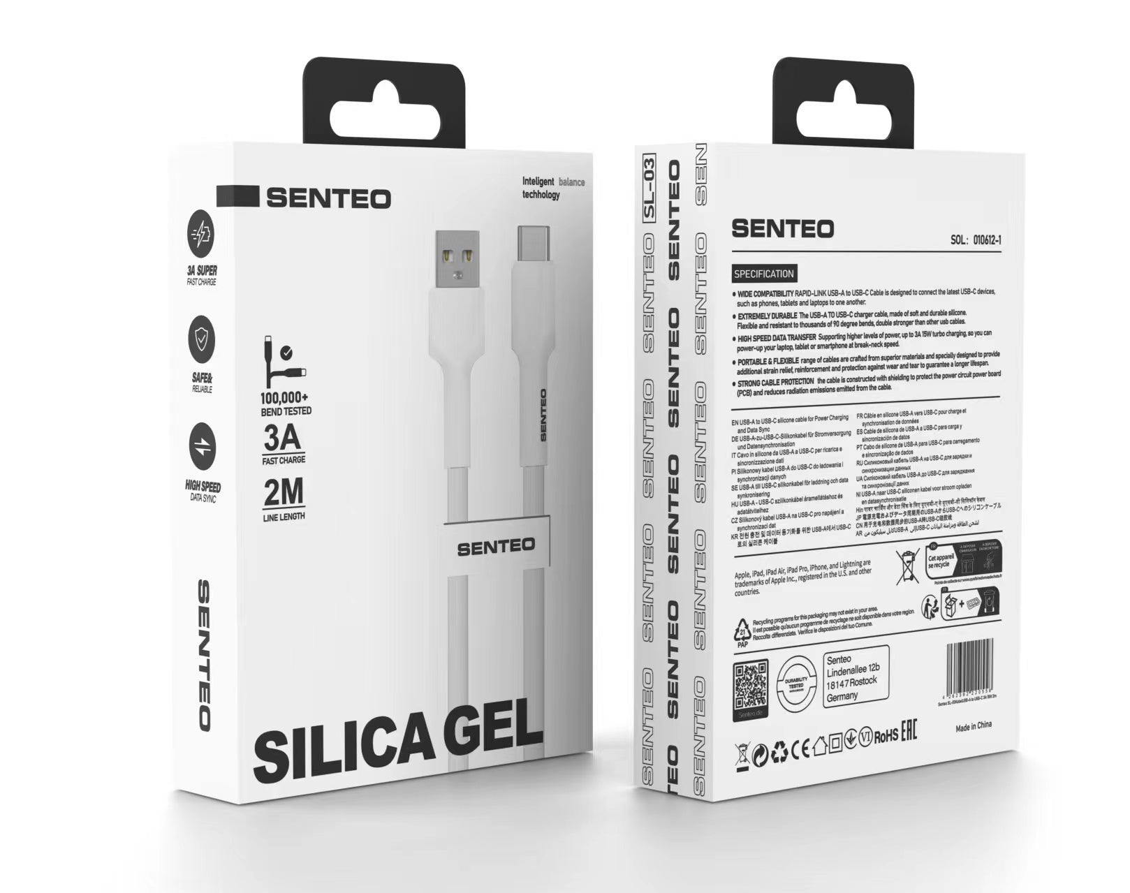 Senteo ST-01 100W USB C a USB C cable PD3.0 USB-C cable de carga 5A/20V
