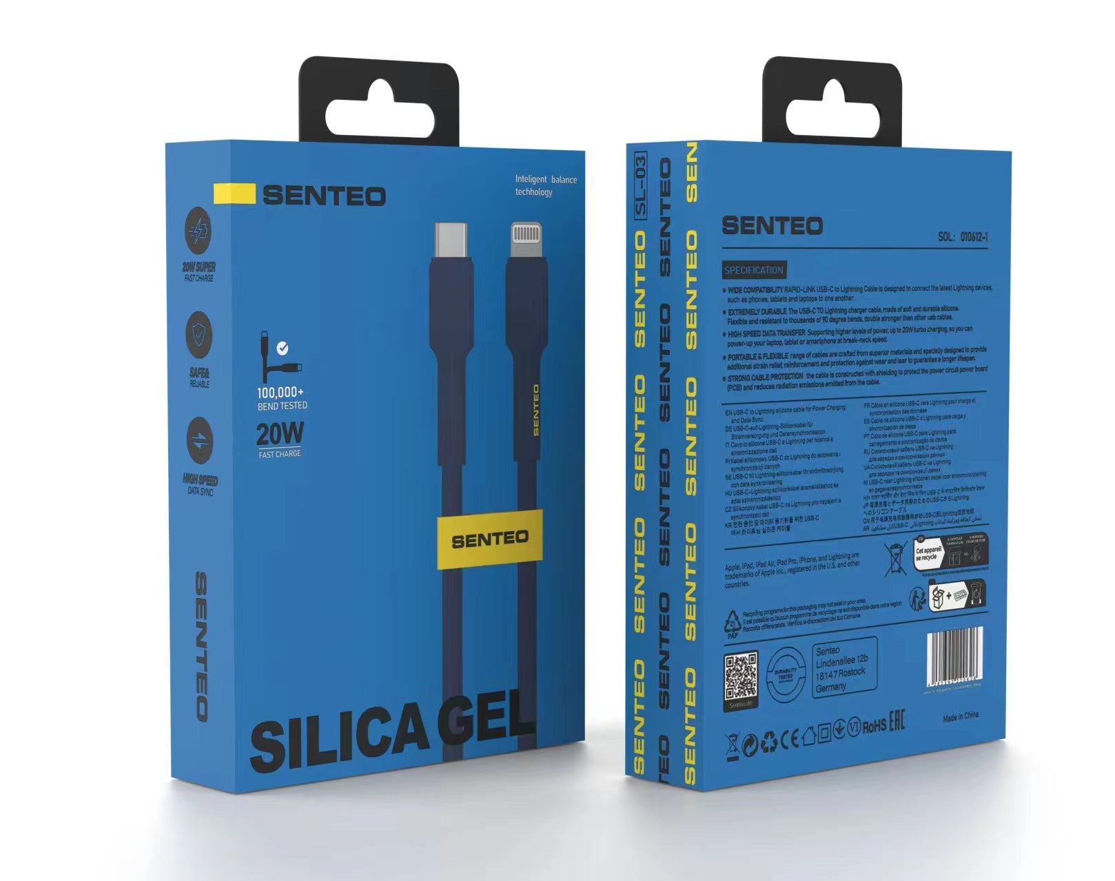 Senteo ST-01 100W USB C a USB C cable PD3.0 USB-C cable de carga 5A/20V