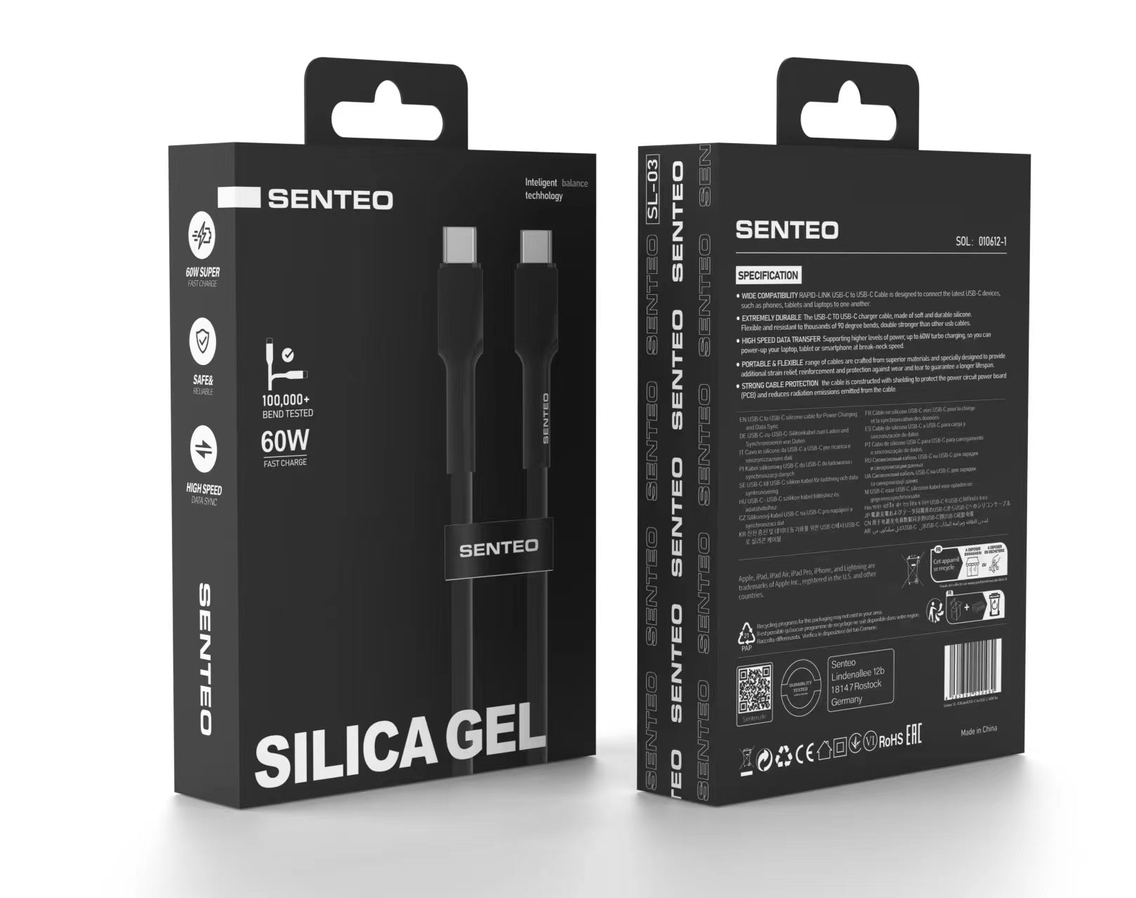 Senteo ST-01 100W USB C a USB C cable PD3.0 USB-C cable de carga 5A/20V