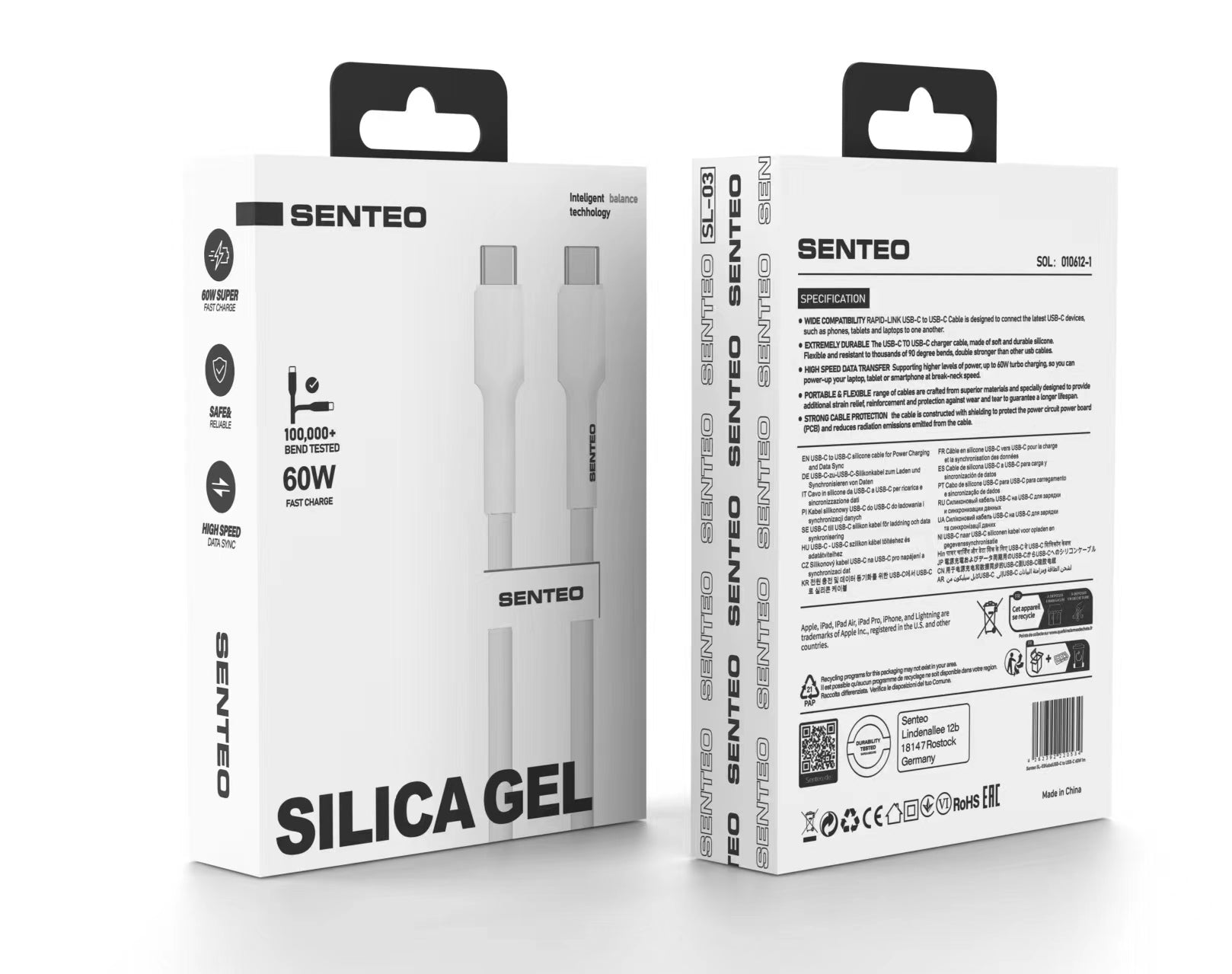 Senteo ST-01 100W USB C a USB C cable PD3.0 USB-C cable de carga 5A/20V