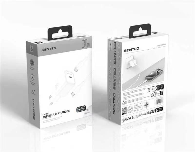 Senteo Z-02A 25W SET USB C USB A cargador PD Charge cargador rápido doble puerto + cable USB C