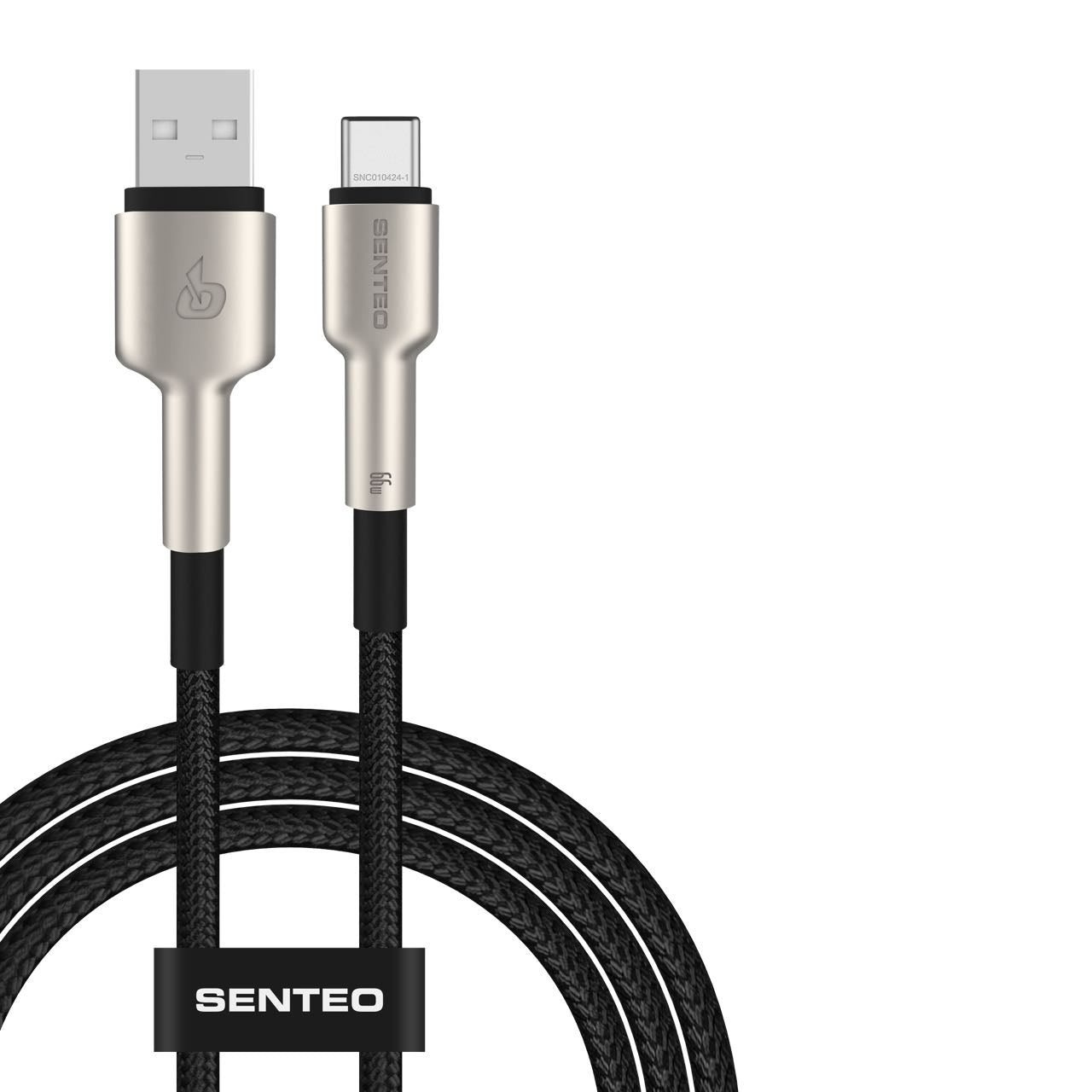 Senteo SM-03 Iron Series Nylon Data Charging Cable USB-A to USB-C (USB-A to Type-C Cable) 6A/66W 1M Black