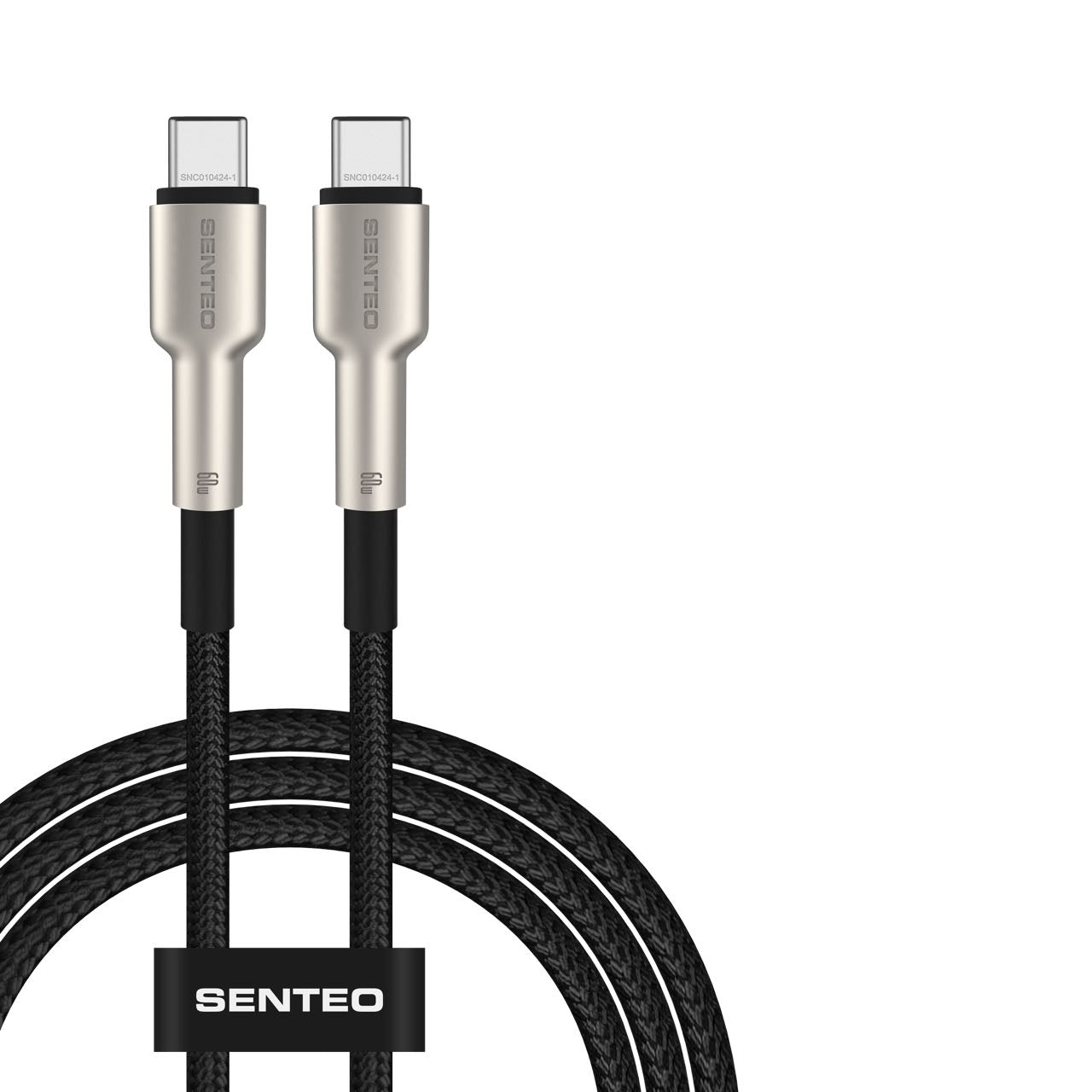 Senteo SM-03 Iron Series Nylon Data Charging Cable 60W USB-C to USB-C (Type-C to Type-C Cable) 1m Black