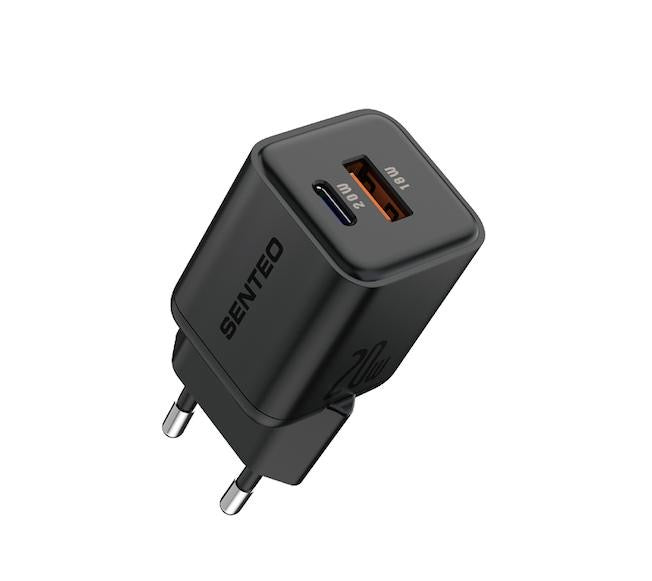 Senteo Z-22 USB-C+USB-A PD 20W/18W QC3.0 Schnellladegerät Doppelport