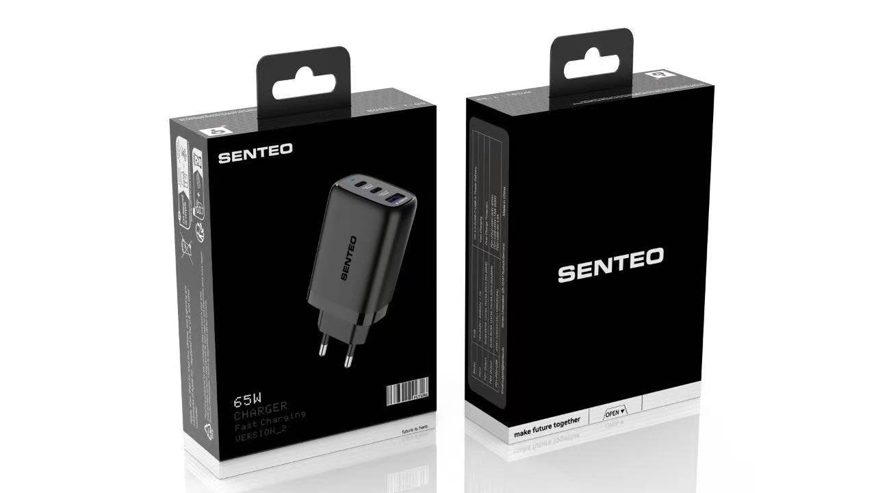 Senteo T-08 65W 3-Port Ladegerät GaN Quick Charge Schnellladegerät