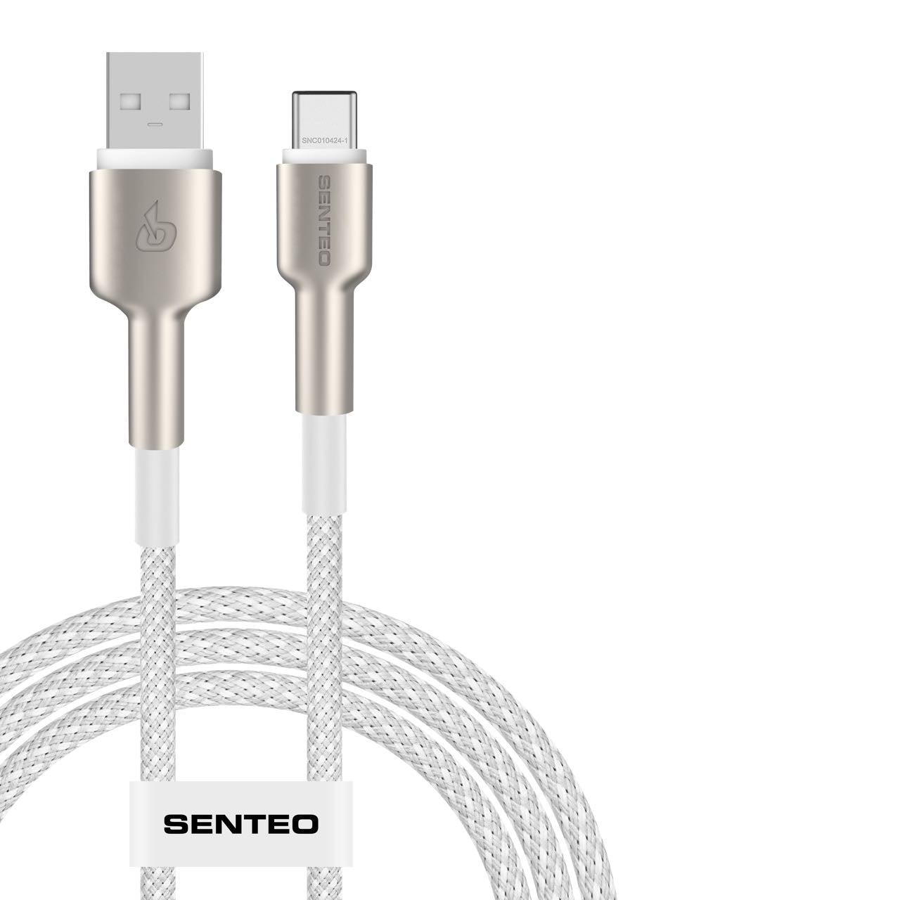 Senteo SM-03 Iron Series Cable de Datos Nylon USB-A a USB-C (Cable USB-A a Tipo-C) 3A/5V 1M Blanco