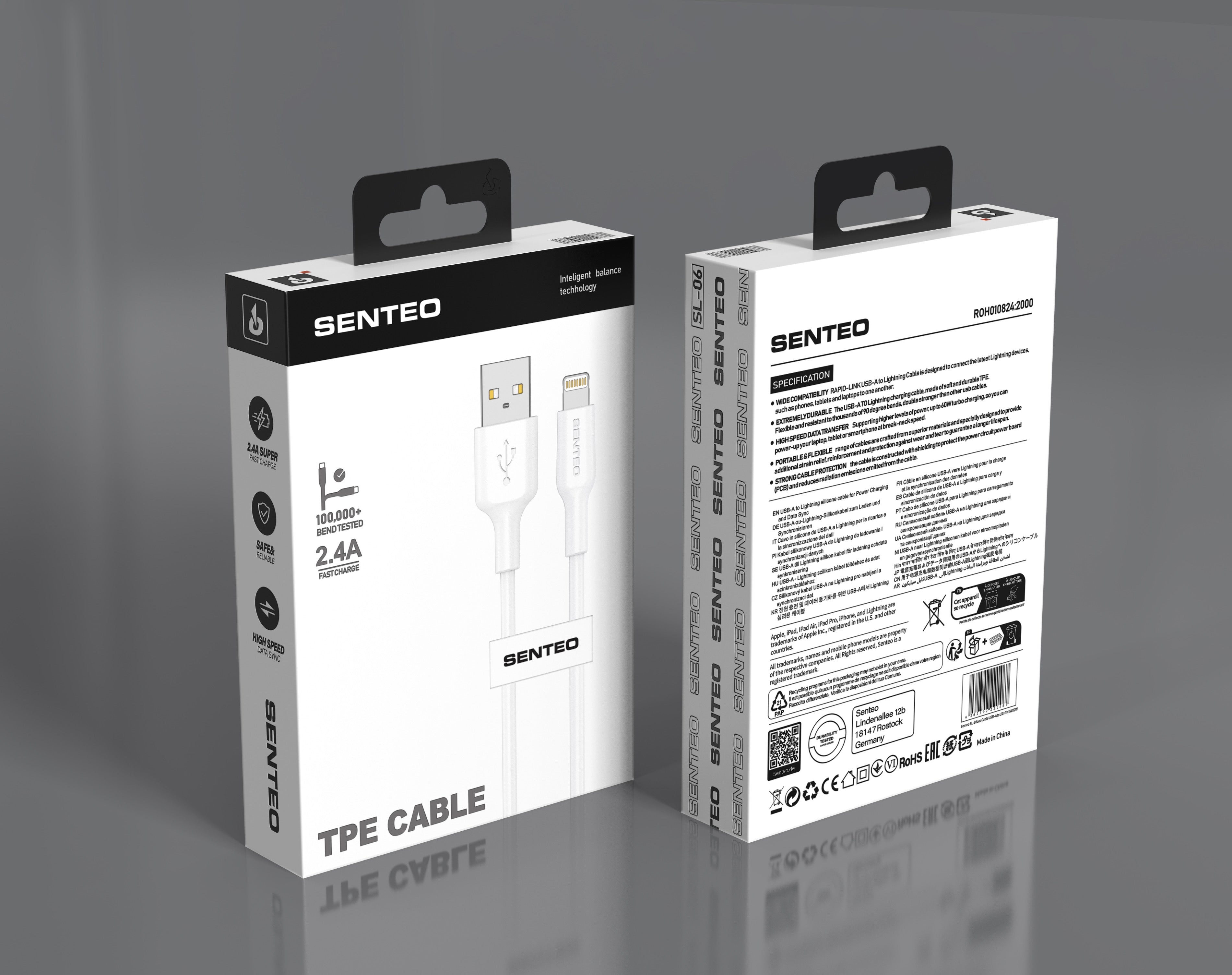Senteo ST-01 100W USB C a USB C cable PD3.0 USB-C cable de carga 5A/20V