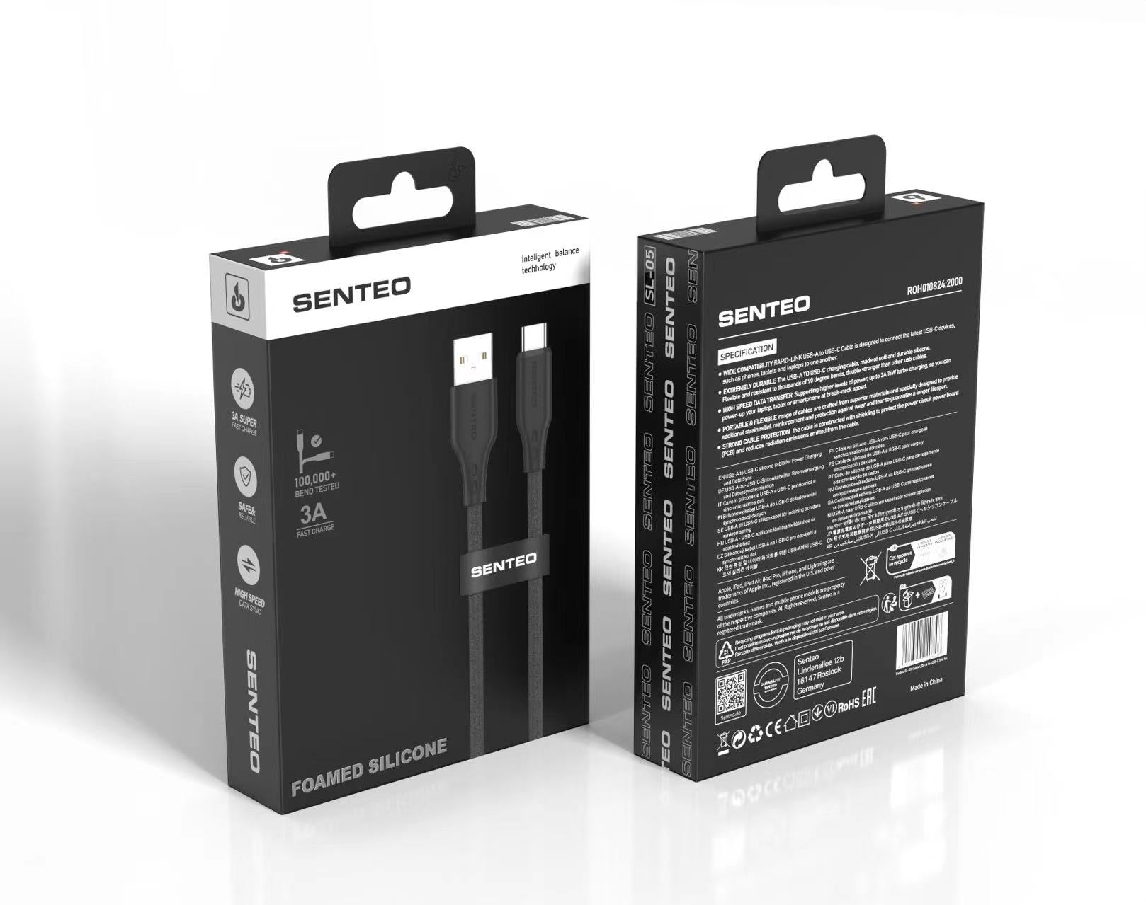 Senteo ST-01 100W USB C a USB C cable PD3.0 USB-C cable de carga 5A/20V