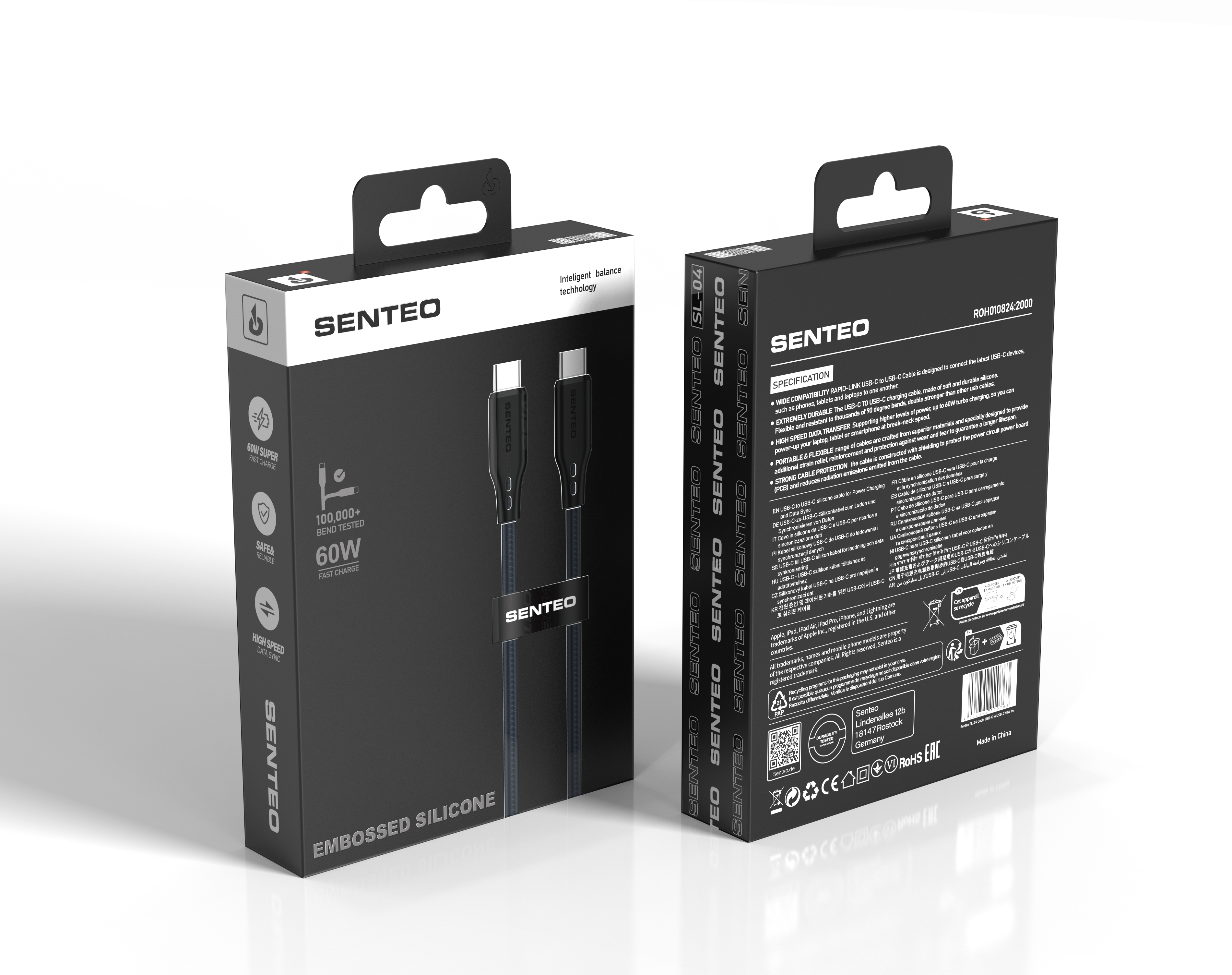 Senteo ST-01 100W USB C to USB C cable PD3.0 USB-C charging cable 5A/20V