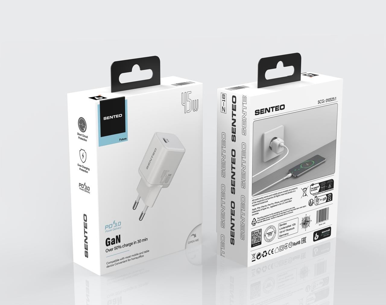 Senteo® Z-12 45W double port charger PD 3.0 GaN Charge fast charger