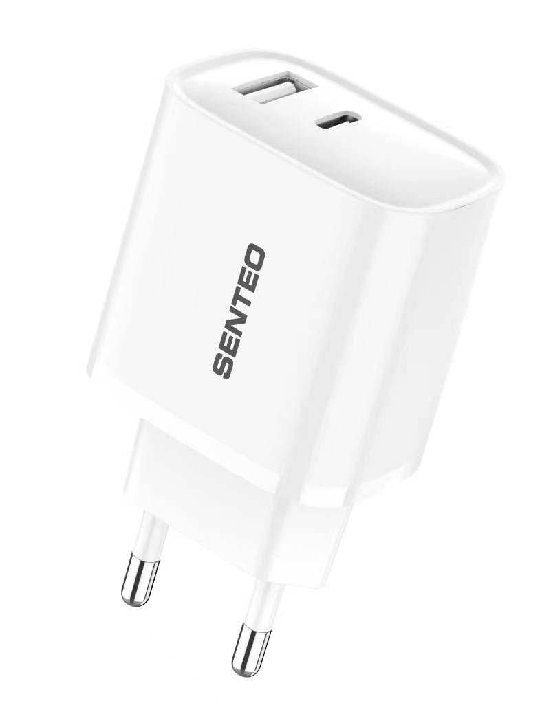 Senteo T-02  USB-C+USB-A  PD 20W/18W QC3.0  Version_2 PD Charge Schnellladegerät Doppelport