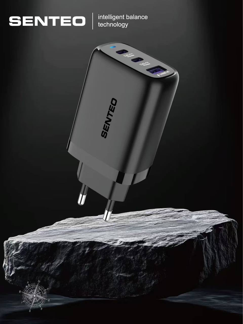 Senteo T-08 65W 3-Port Ladegerät GaN Quick Charge Schnellladegerät