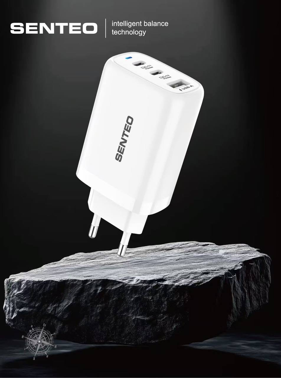 Senteo T-08 65W 3-Port Ladegerät GaN Quick Charge Schnellladegerät