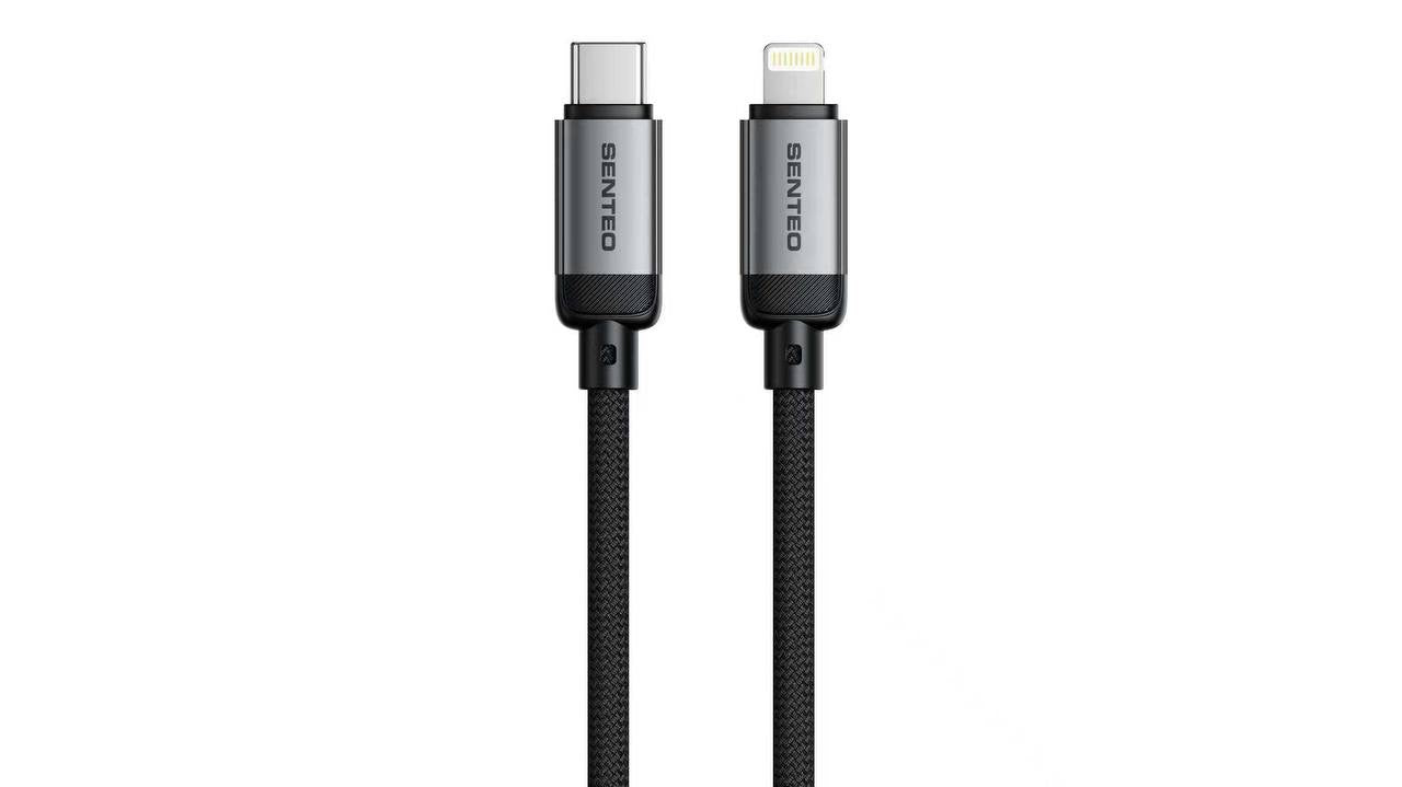 Senteo SM-06 series Nano Braided USB C to Ligtning 30W, Schwarz