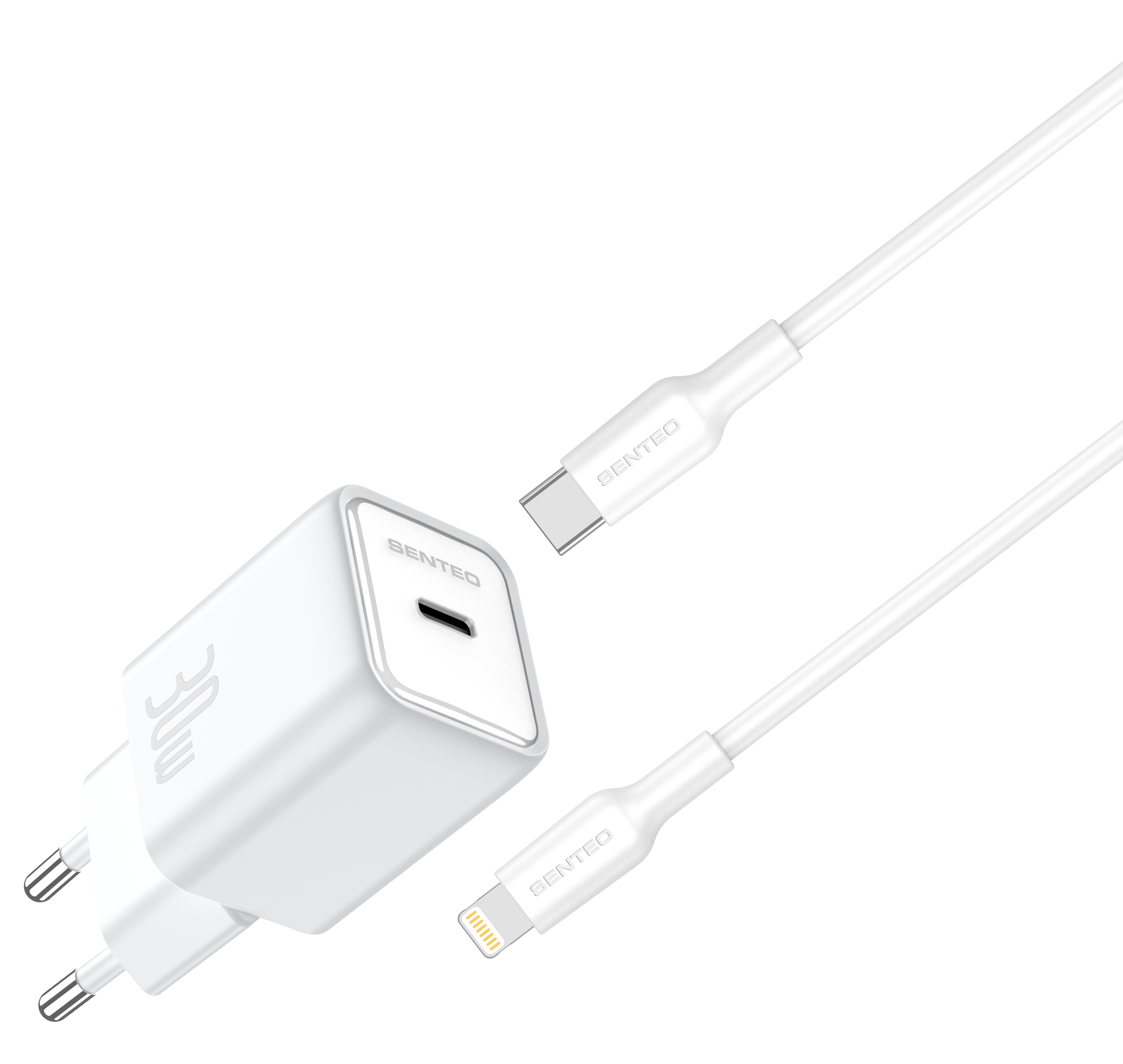 Senteo Z-16L 30W SET USB C Ladegerät PD Charge Schnellladegerät Doppelport + Lightning Kabel