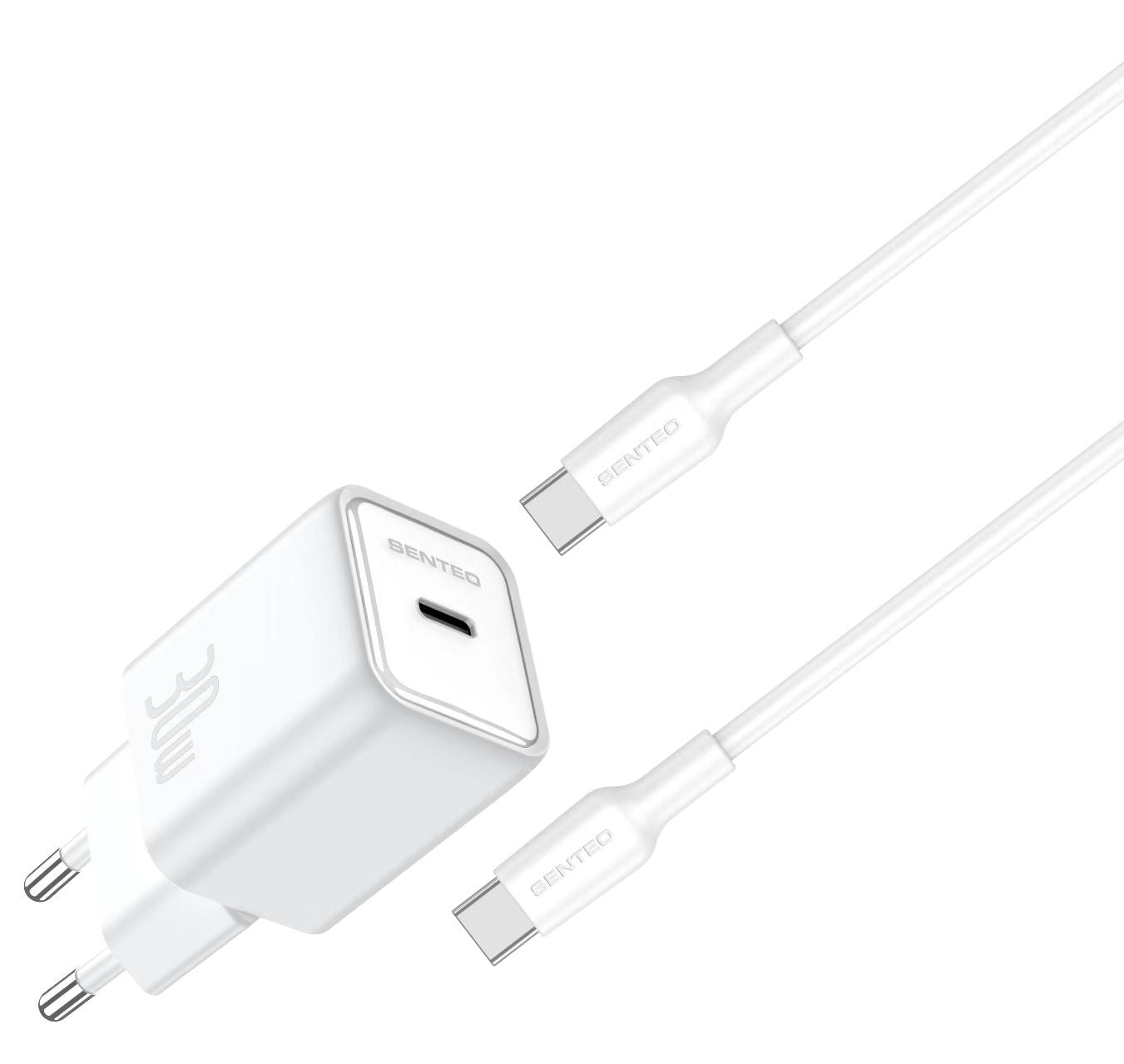 Senteo Z-16C 30W SET USB C USB C Ladegerät PD Charge Schnellladegerät Doppelport + USB C Kabel